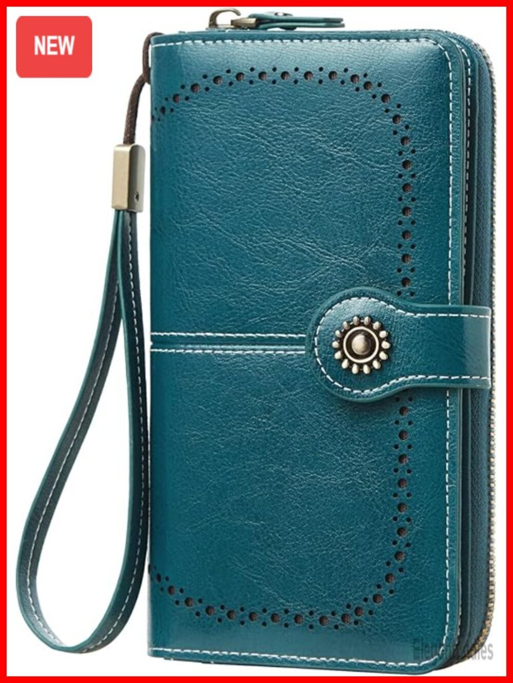 RFID Blocking Leather Large Capacity Travel Wristlet Wallet with Detachable